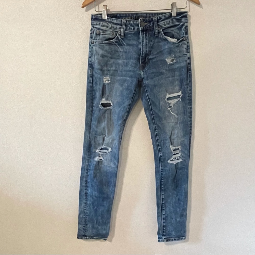American Eagle Outfitters Slim Leg Flex Acid Wash Distressed Jeans-29x32